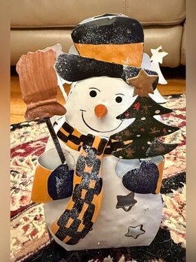 Festive Snowman Holiday Tealight Candle Holder Decor